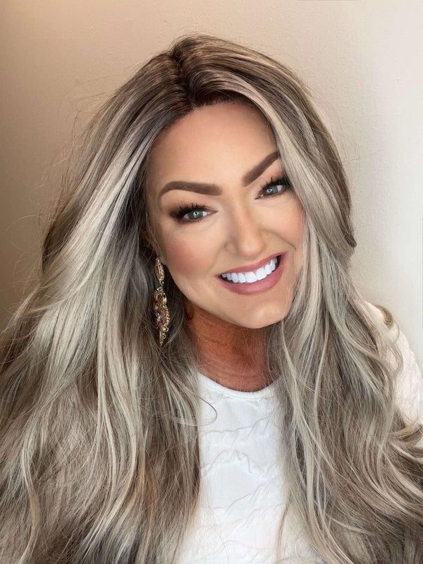 Angela Collection - Chloe Imstyle ash brown with highlight darkroot T - part lace front wig - Imstylewigs