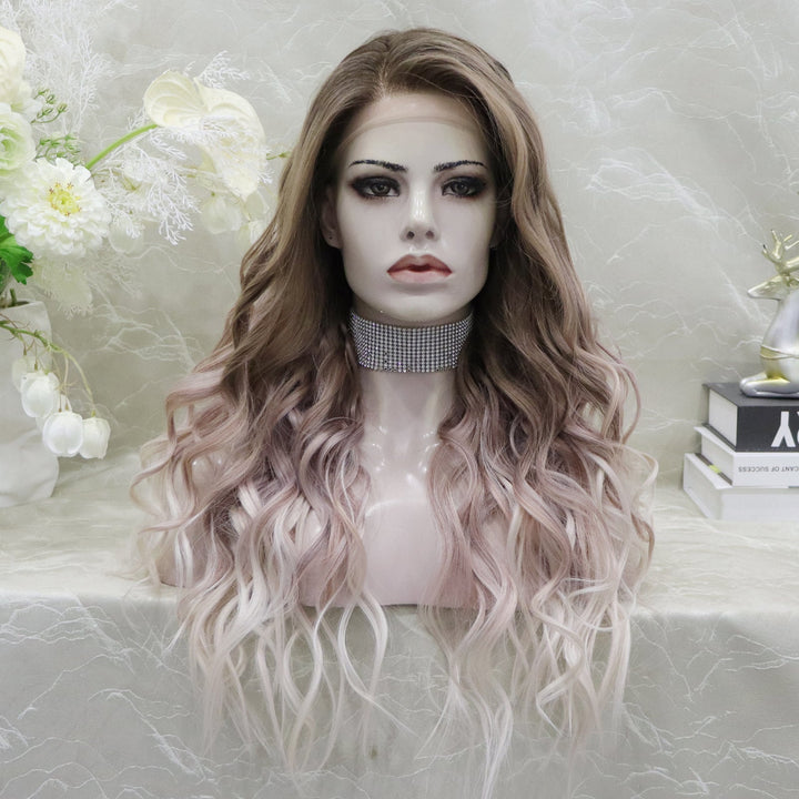 Brenda Collection - Amelia glueless Apricot color with wavy style 13*4 free parting with adjustable bands - Imstylewigs