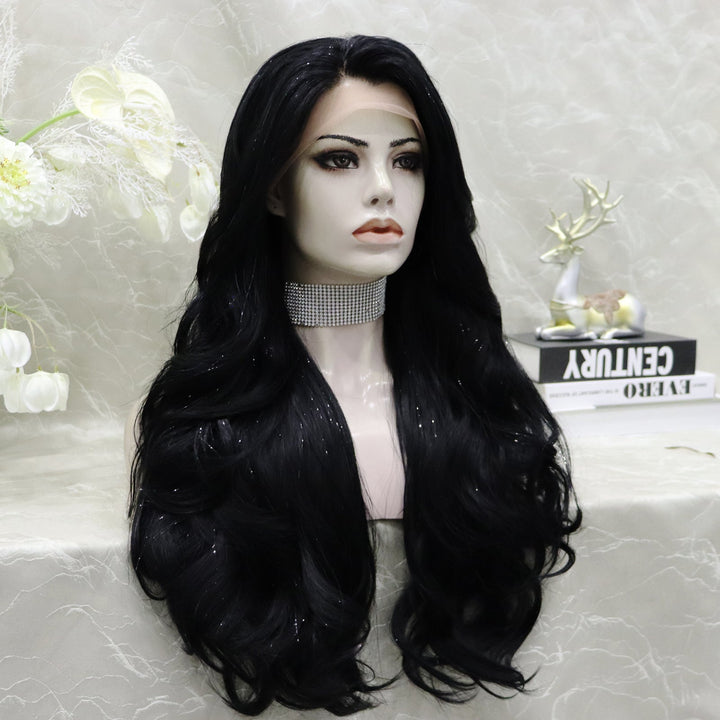 Brenda Collection - Ann - New Tinsel Jet Black layer Cut Butterfly bands lace Front wig 13*2 26inches Party wig - Imstylewigs