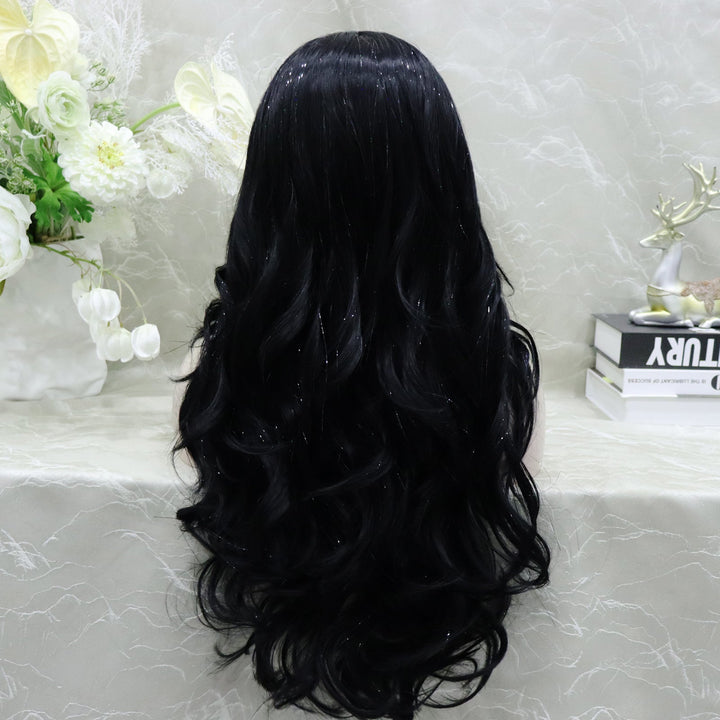 Brenda Collection - Ann - New Tinsel Jet Black layer Cut Butterfly bands lace Front wig 13*2 26inches Party wig - Imstylewigs