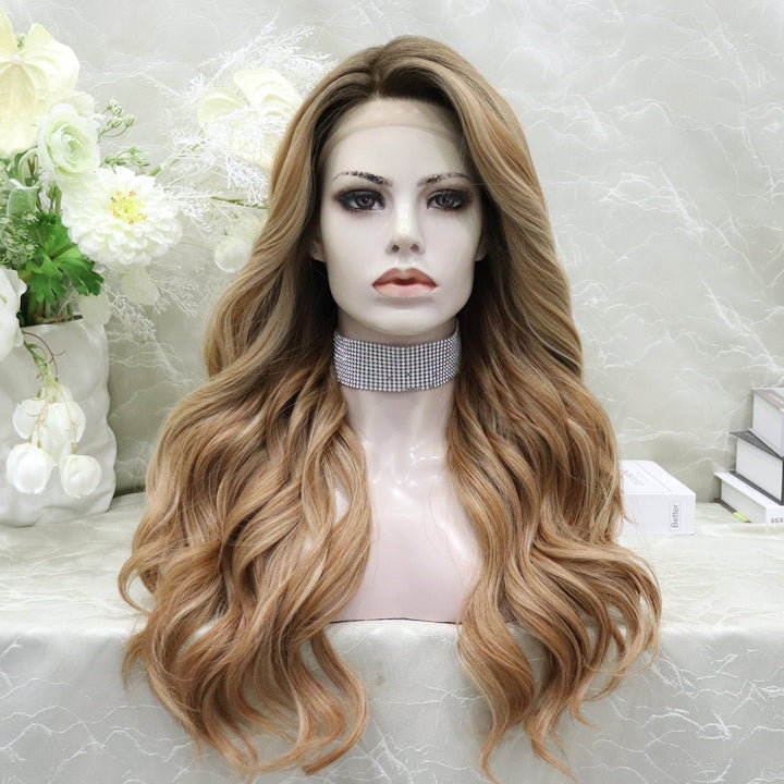 Brenda Collection Susan 13*4 free parting lace front wigs light brown with highlight curly hair style - Imstylewigs