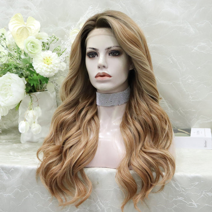 Brenda Collection Susan 13*4 free parting lace front wigs light brown with highlight curly hair style - Imstylewigs