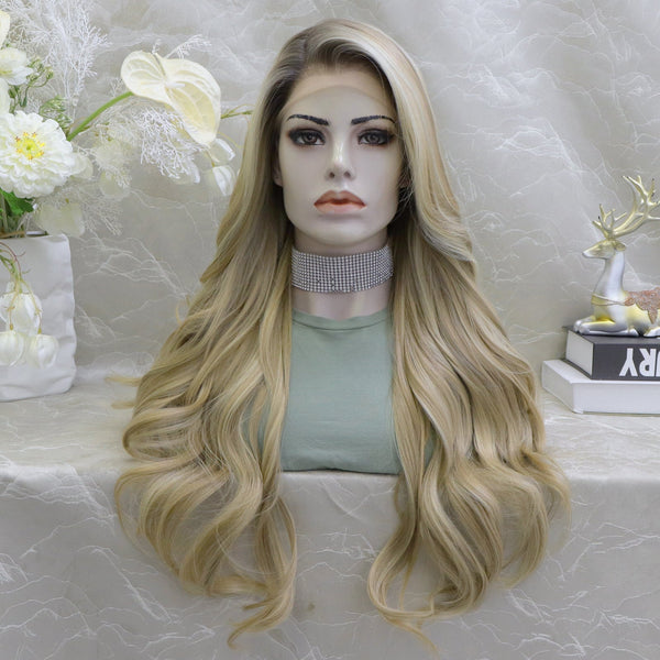 Credence big Volume Wavy long Blonde 13*4 lace Front wig F100 - 2410 - Imstylewigs