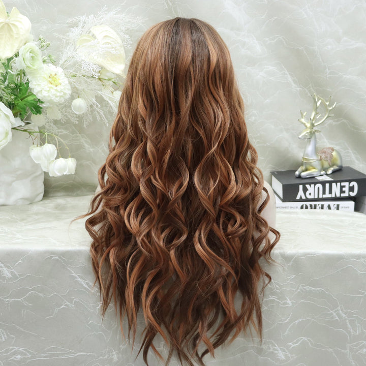 Hedy - 13*4 free parting lace front wig copper color with highlight curly (Elsa) - Imstylewigs