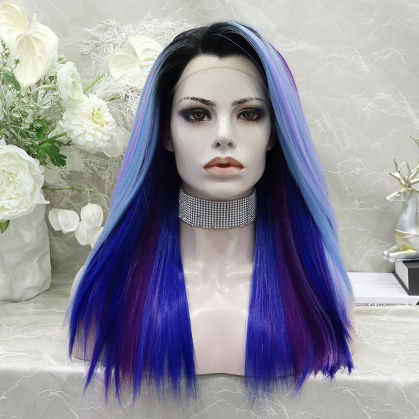 IMstyle Blush purple&pink&navy blue&aqua blue straight with 22 inches 13*3 free parting lace front synthetic wigs heat friendly SH - blush - 13*3U - Imstylewigs