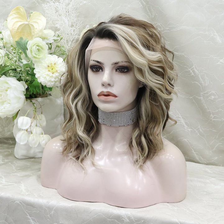 IMstyle Brenda G2 old money vibe brown and blonde color with curly style 16 inches no parting lace front wig - Imstylewigs