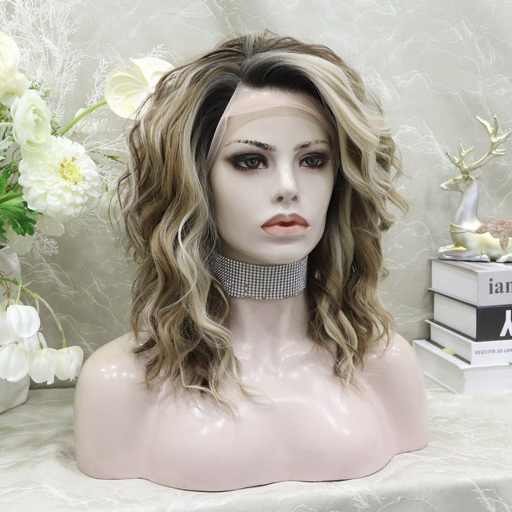 IMstyle Brenda G2 old money vibe brown and blonde color with curly style 16 inches no parting lace front wig - Imstylewigs