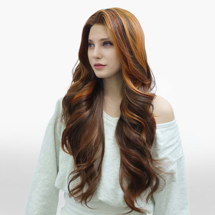 IMstyle Claudia 28inches Copper Red Hair Layer Cut 13*4 Lace Front wigs free Parting - F100 - 1T2436 (Shara) - Imstylewigs