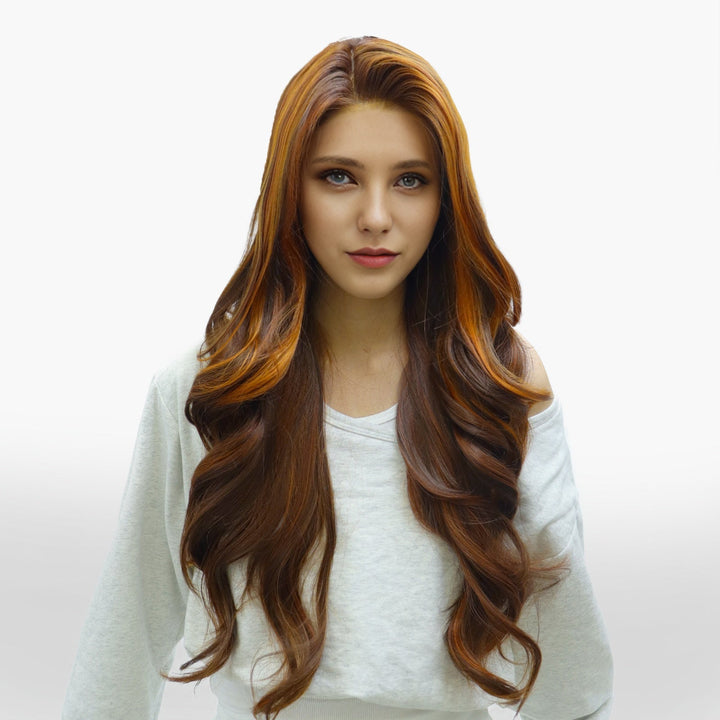 IMstyle Claudia 28inches Copper Red Hair Layer Cut 13*4 Lace Front wigs free Parting - F100 - 1T2436 (Shara) - Imstylewigs