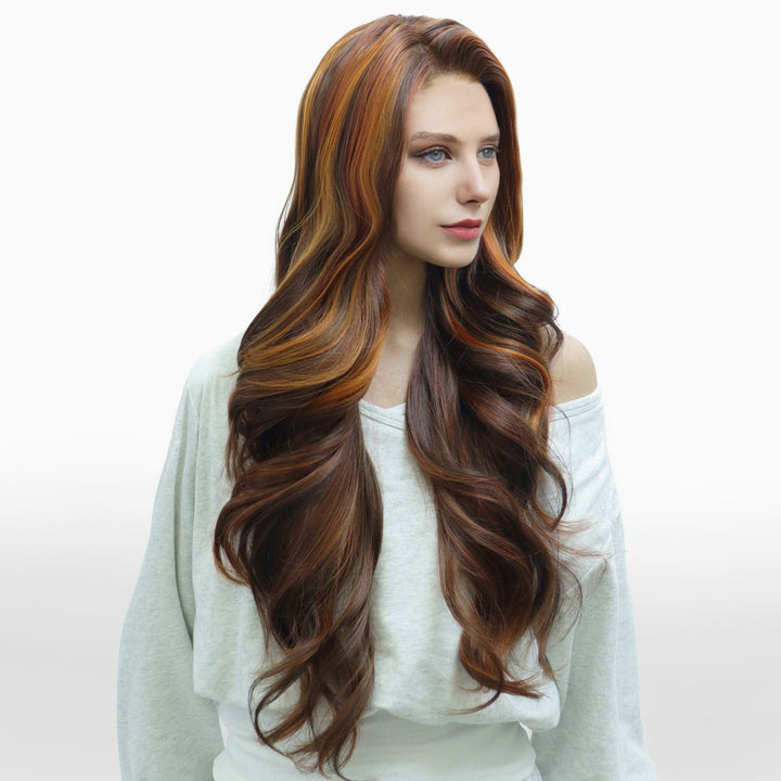 IMstyle Claudia 28inches Copper Red Hair Layer Cut 13*4 Lace Front wigs free Parting - F100 - 1T2436 (Shara) - Imstylewigs