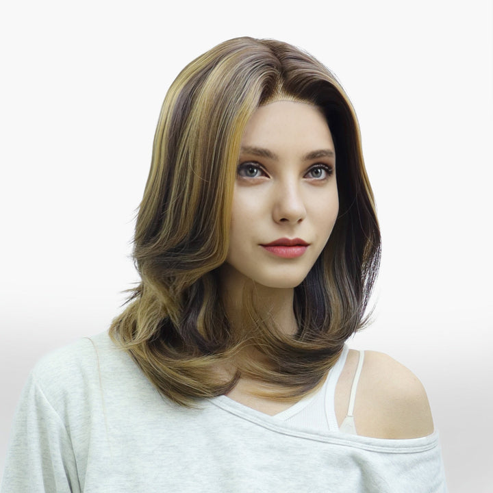 IMstyle Nora Fall wig middle Lenth Layer cut Brown and Blonde T part Glueless Soft lace Front wig - TK127 - 8/30 - Imstylewigs