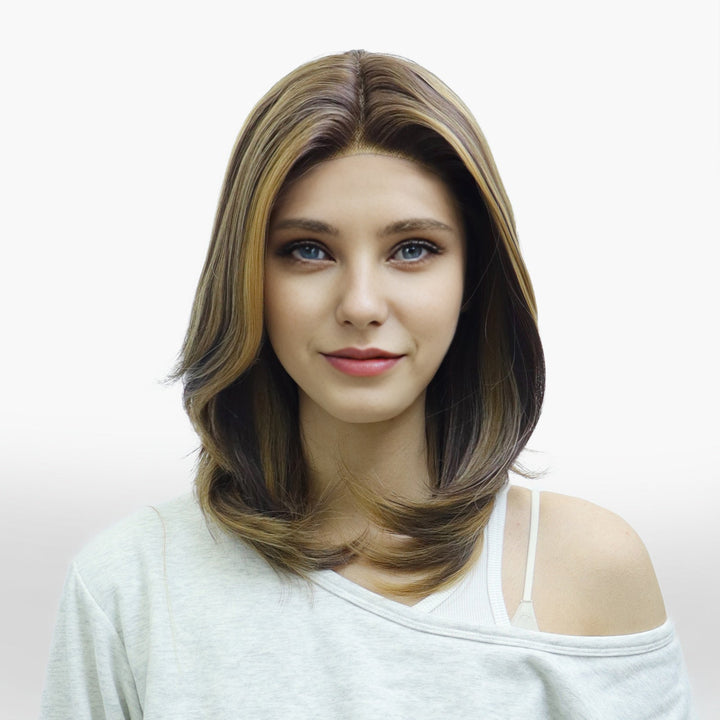 IMstyle Nora Fall wig middle Lenth Layer cut Brown and Blonde T part Glueless Soft lace Front wig - TK127 - 8/30 - Imstylewigs