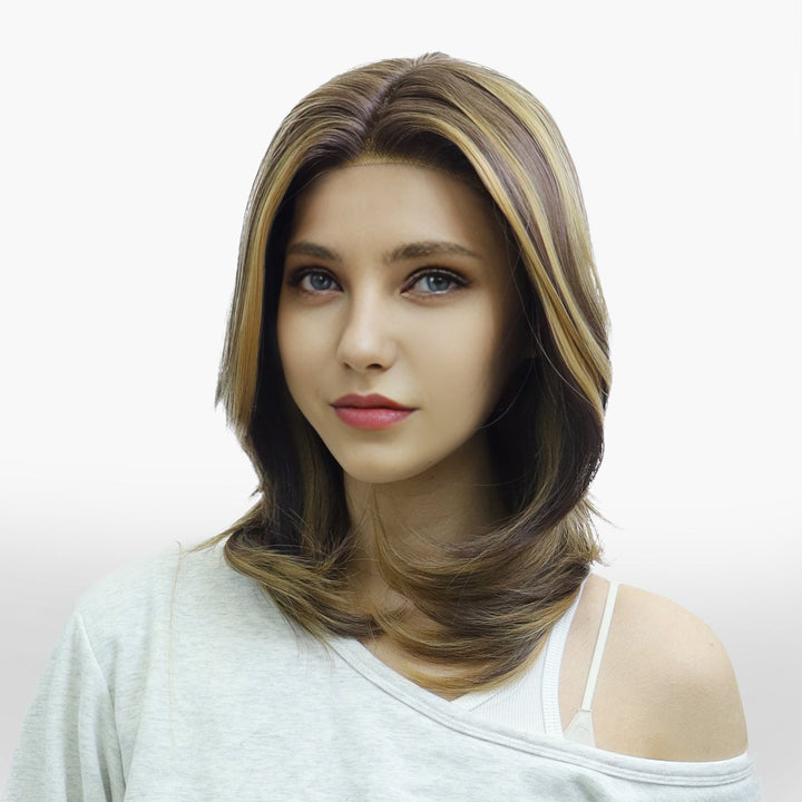 IMstyle Nora Fall wig middle Lenth Layer cut Brown and Blonde T part Glueless Soft lace Front wig - TK127 - 8/30 - Imstylewigs