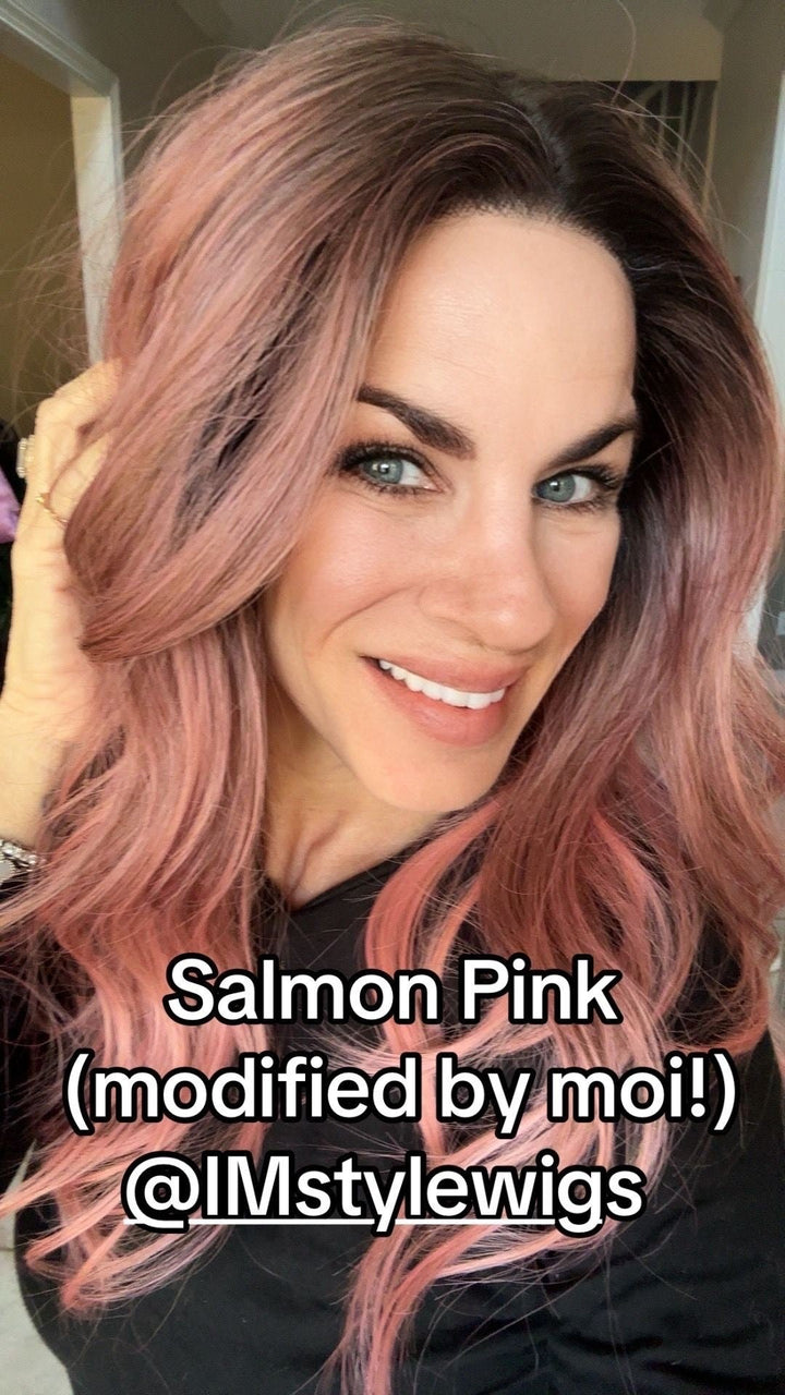 IMstyle Salmon pink Elsa glueless T part salmon pink with dart rooting - Imstylewigs