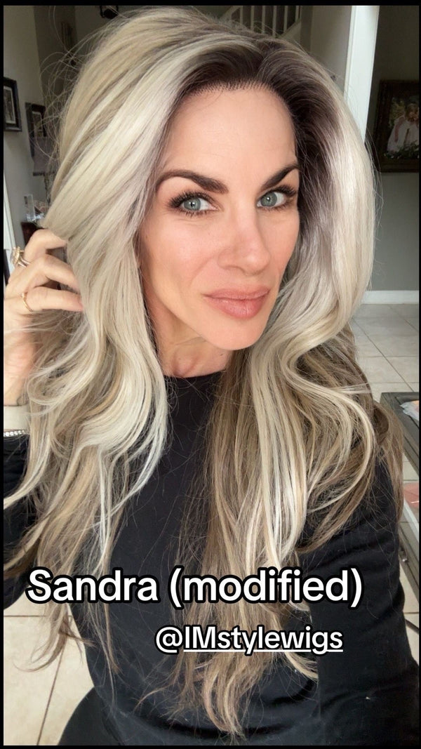 Imstyle - Sandra - brown and blonde with highlight wavy 26inches with no parting synthetic lace front wig - Imstylewigs