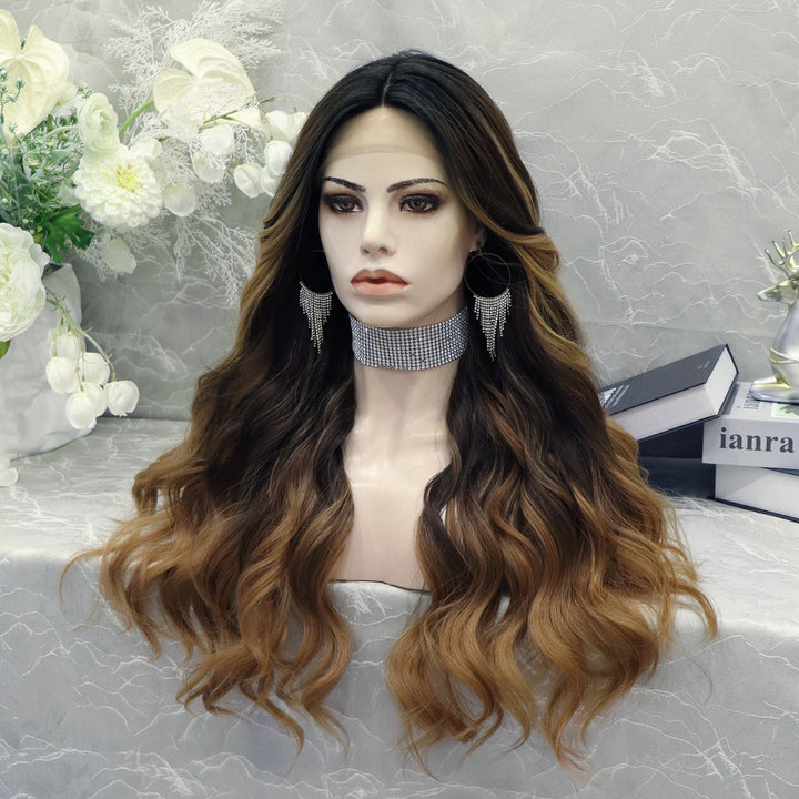 IMstyle Wendy 26 inches T part&nbsp Lace Front Cap body wavy Dark Brown synthetic lace wig (Copy) - Imstylewigs