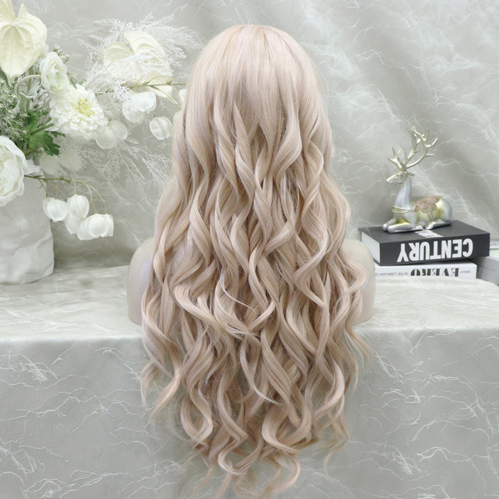 Judi Trendy Light Peach Pink Water Wave 13*4 Lace Front Wig - Imstylewigs