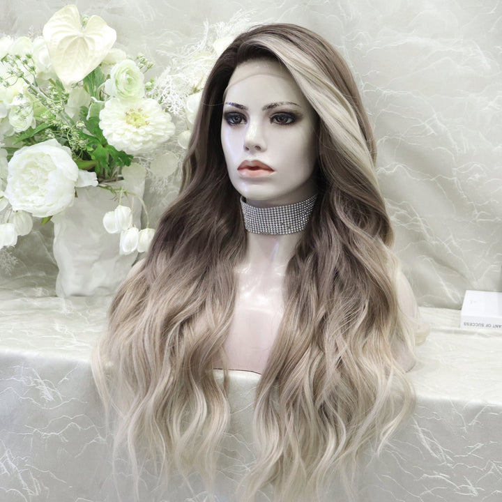 Shannon Ombre Ash Brown to Blonde Body Wave 13*4 Lace Front Wig (ELSA) - Imstylewigs