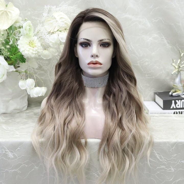 Shannon Ombre Ash Brown to Blonde Body Wave 13*4 Lace Front Wig (Shara) - Imstylewigs