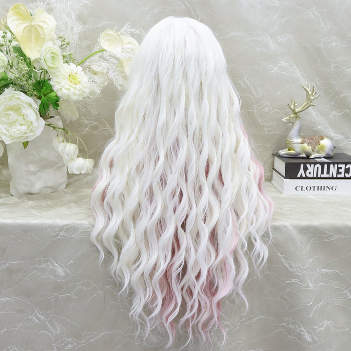 Stephanie white Wavy with Pink money Pieces lace front wig 13*3 28inches - Imstylewigs