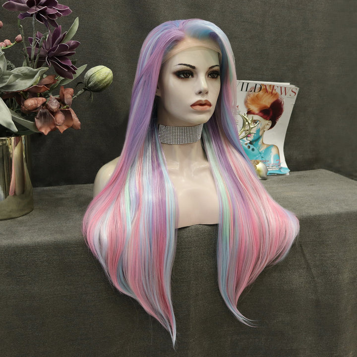 Mermaid Long Silky Straight Pastel Cosplay Synthetic Lace Front Wig - Imstylewigs